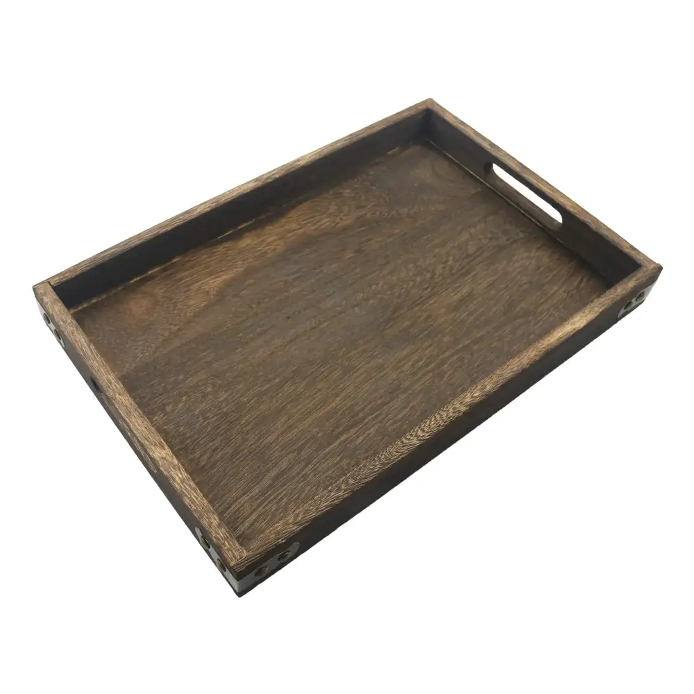 14’ Inch Wooden Serving Tray w/Handles - n/a