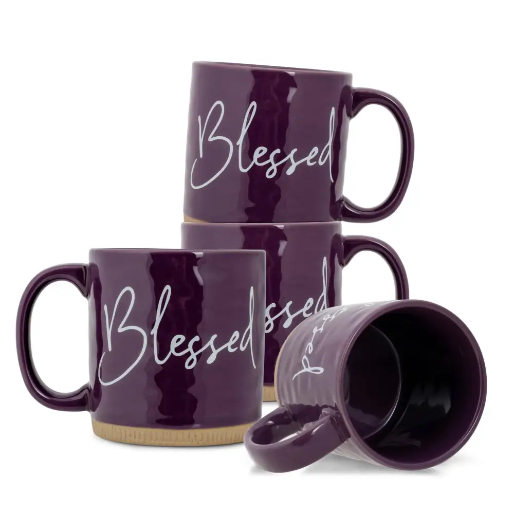 15 oz. Ceramic Stoneware Coffee Mug Pack of 4 - Purple / Count (Pack 1)