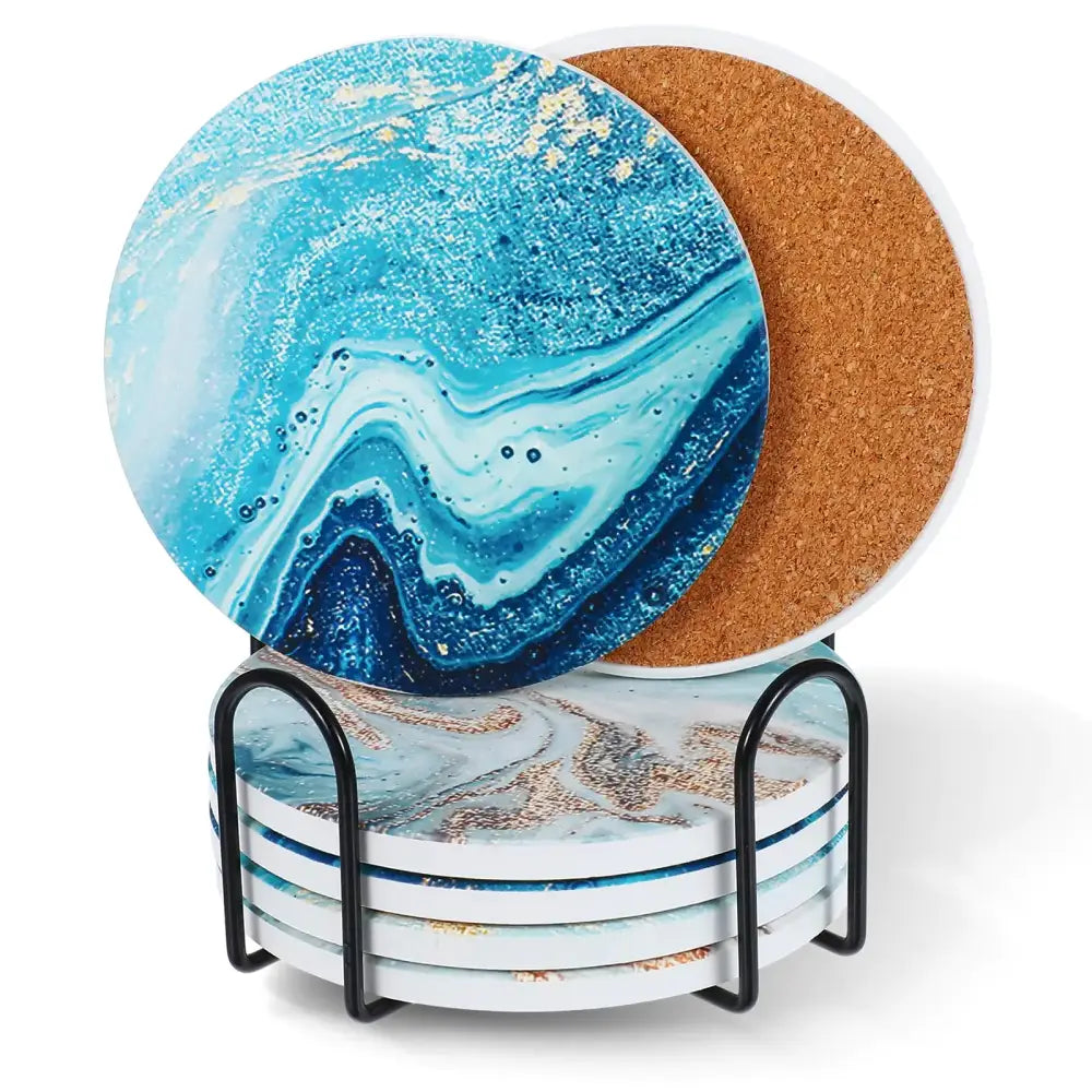 Blue Coasters Water Absorbing Set of 6