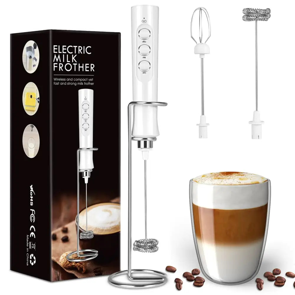 Rechargeable Milk Frother Handheld - White