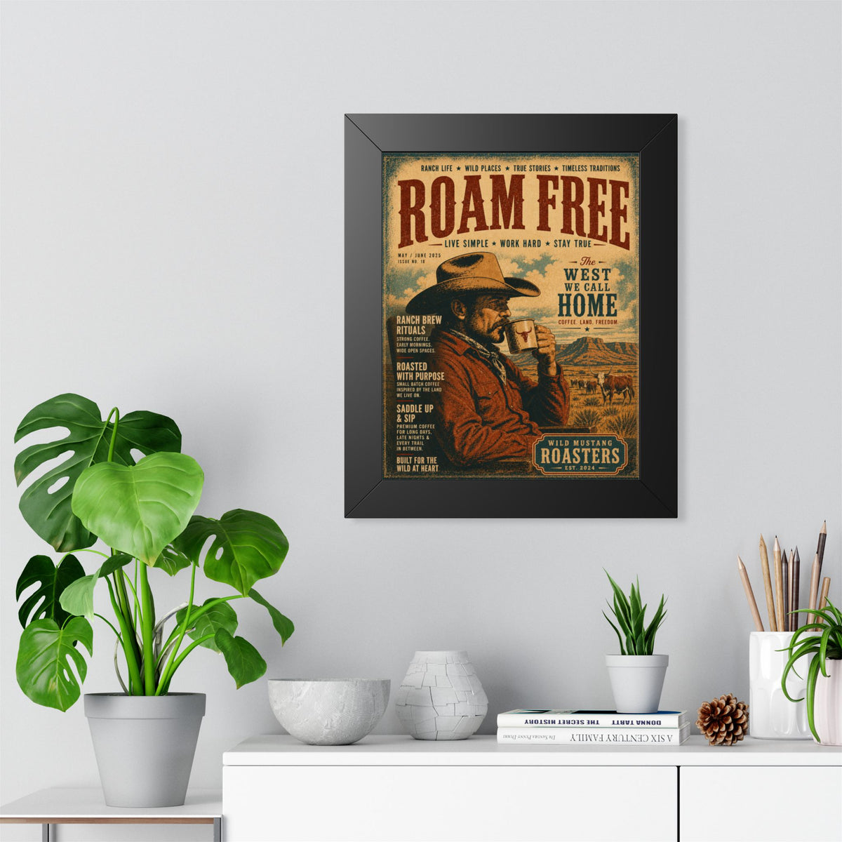 "Roam Free" Vintage Western Coffee Print