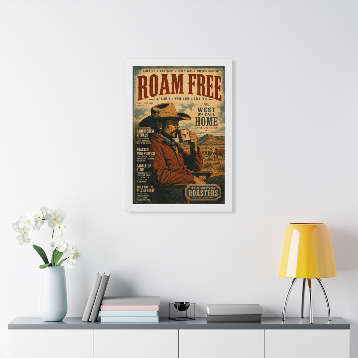 "Roam Free" Vintage Western Coffee Print