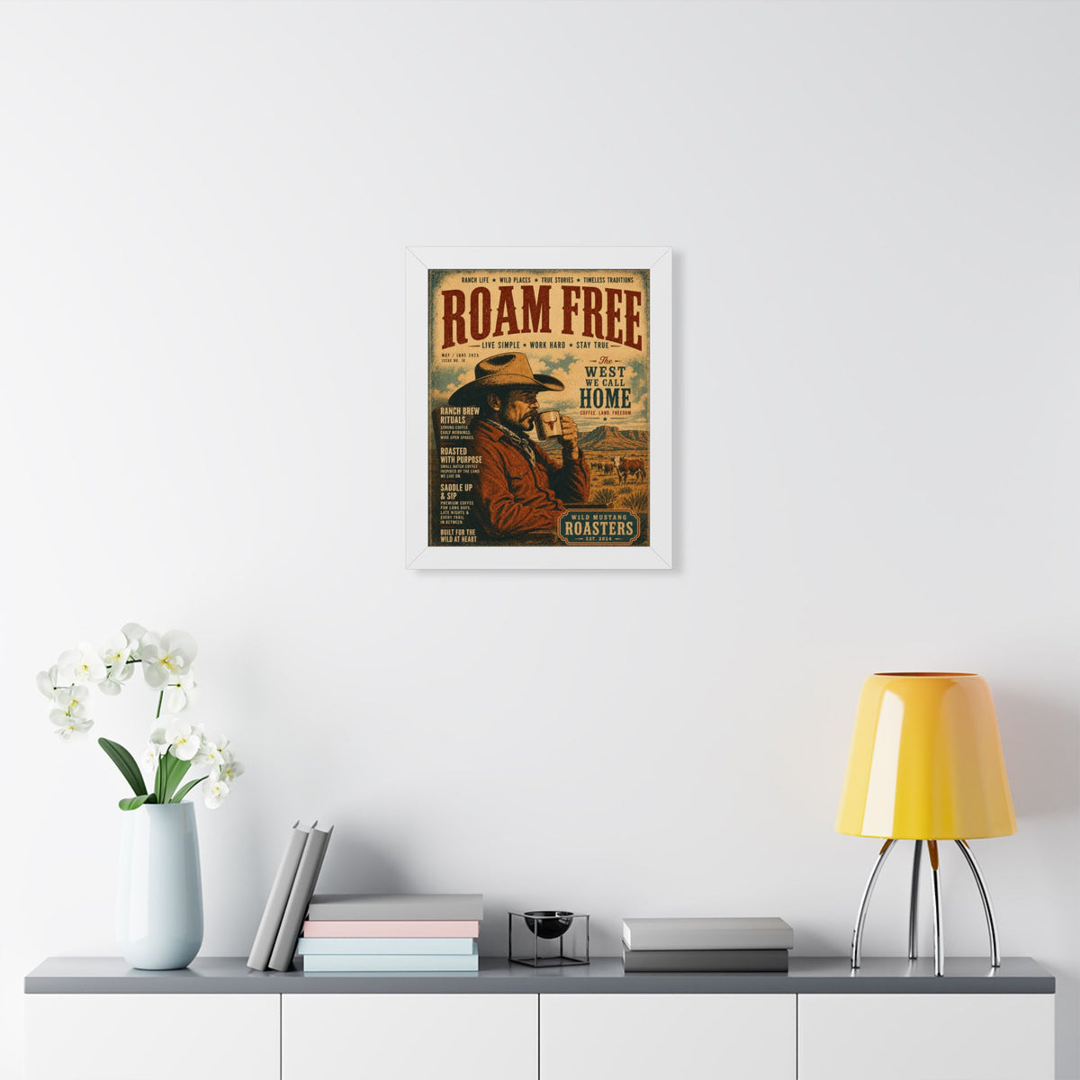 "Roam Free" Vintage Western Coffee Print