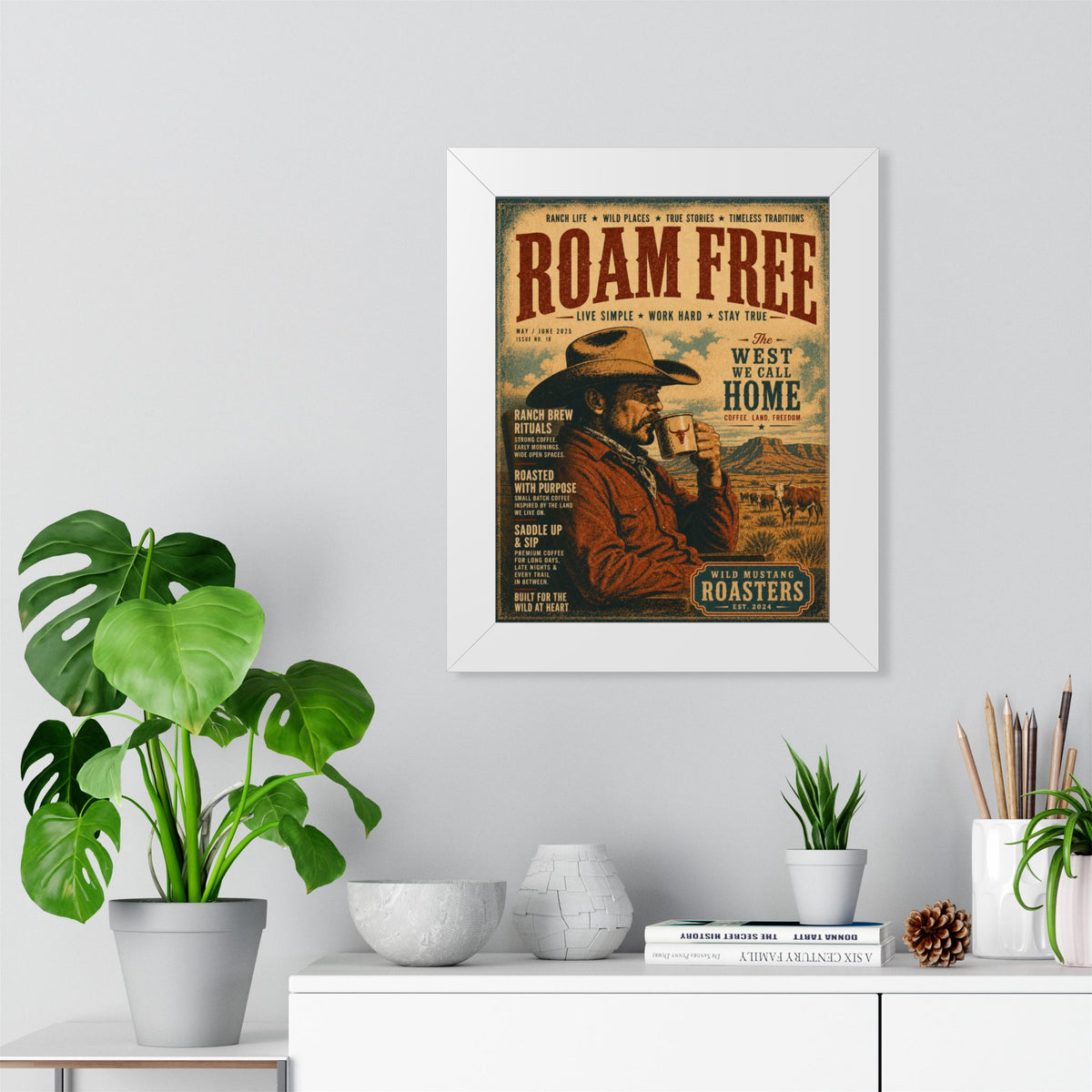 "Roam Free" Vintage Western Coffee Print
