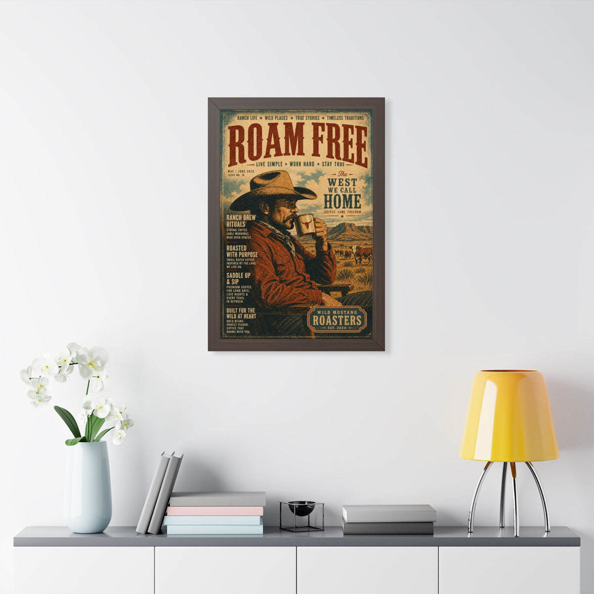 "Roam Free" Vintage Western Coffee Print