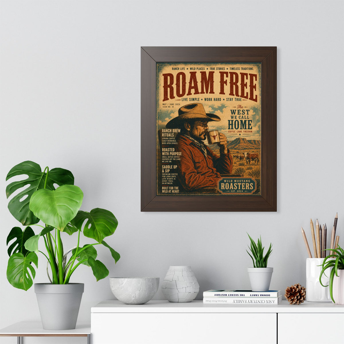 "Roam Free" Vintage Western Coffee Print