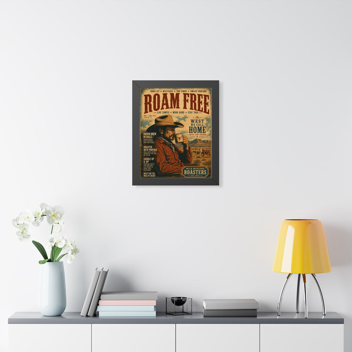 "Roam Free" Vintage Western Coffee Print