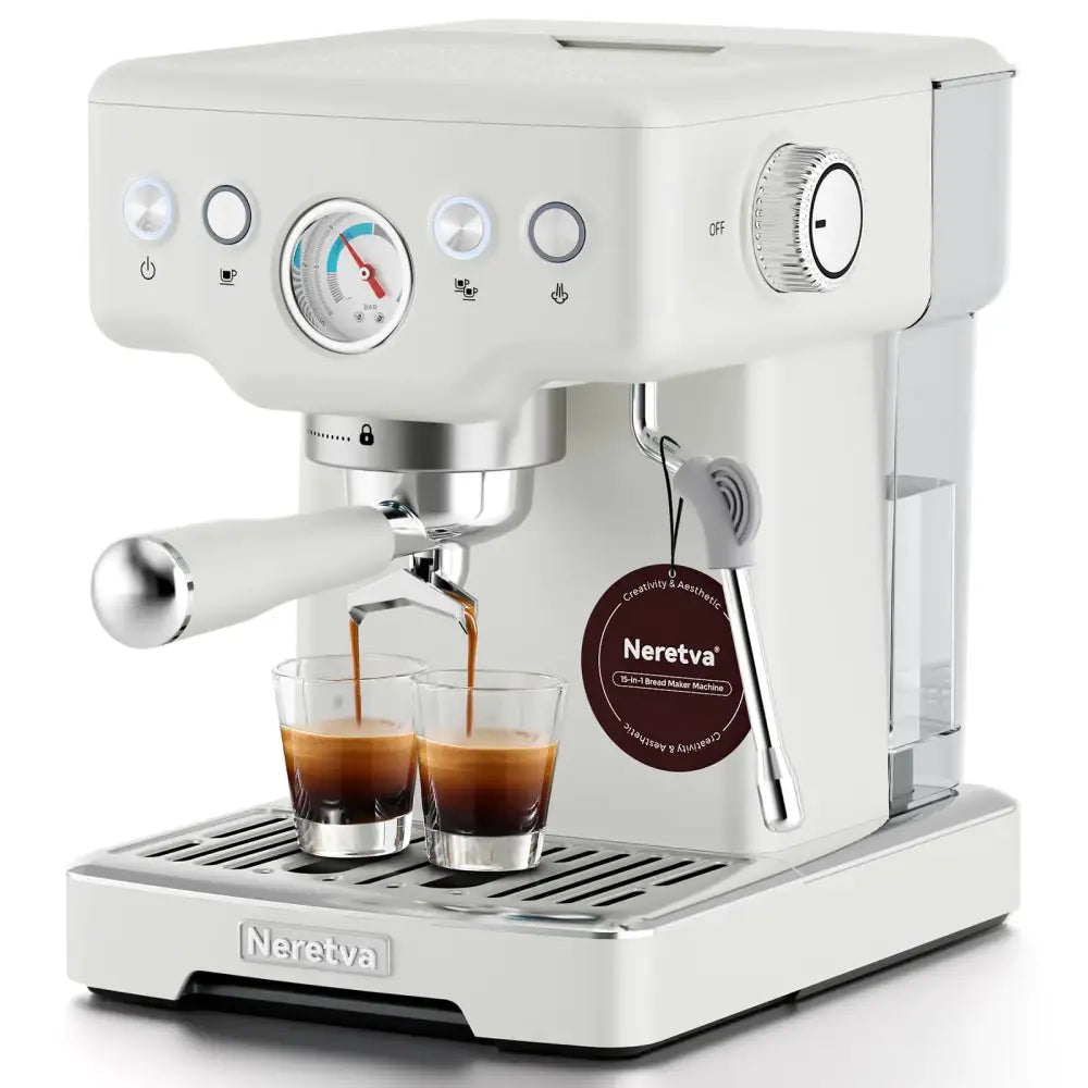 2 in 1 Stainless Steel Coffee and Espresso Maker - White