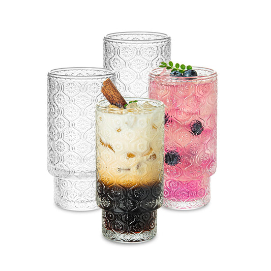 Embossed Glass Vintage Glassware | Set of 4