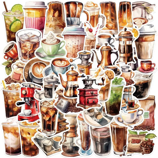 50 PCS Coffee Stickers for Lover - Pack