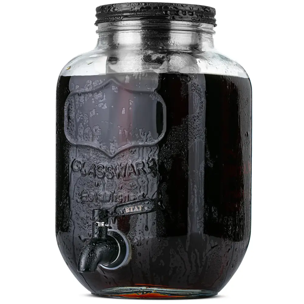 Cold Brew Coffee Maker 1 Gal. Black Mason Jar