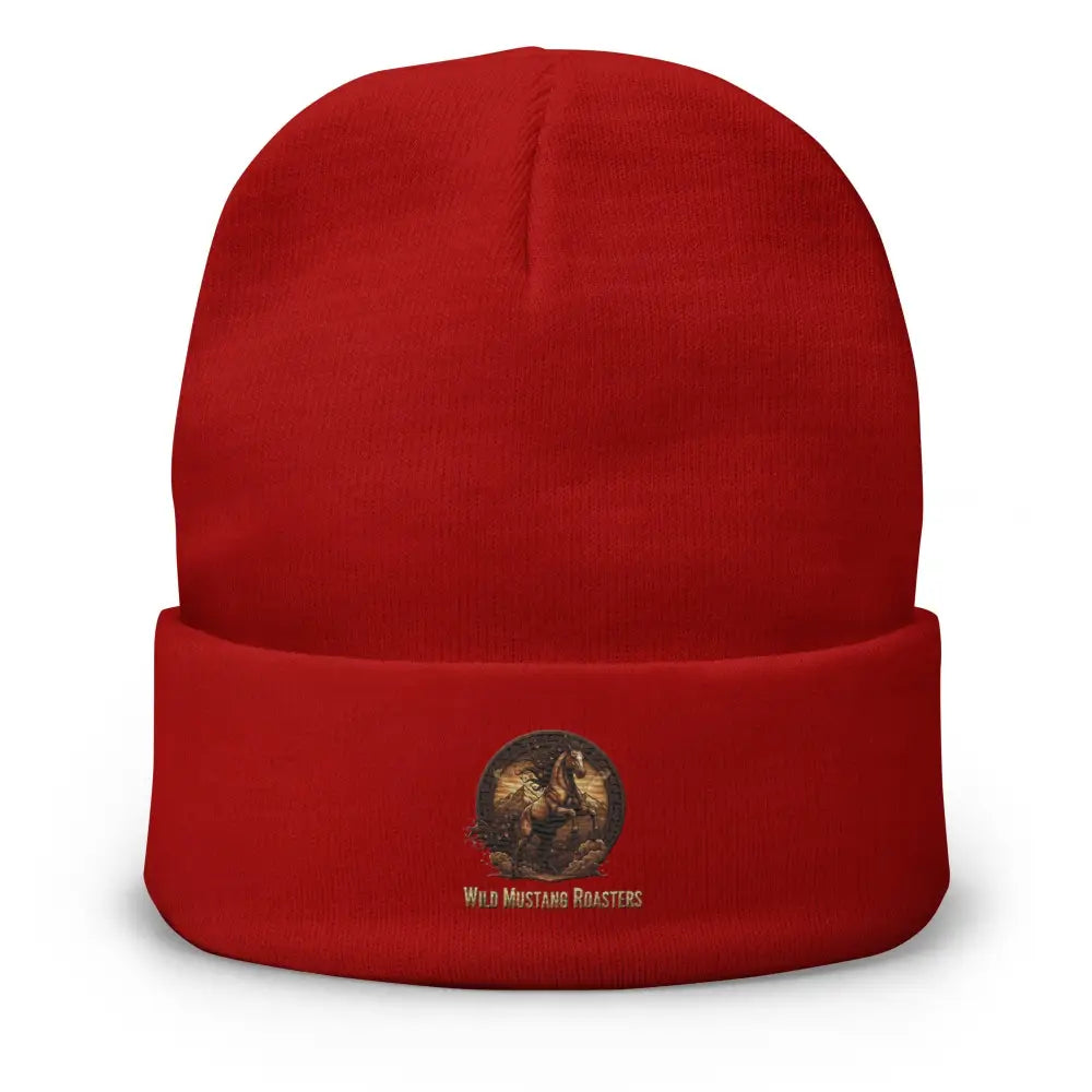Embroidered Beanie - Red