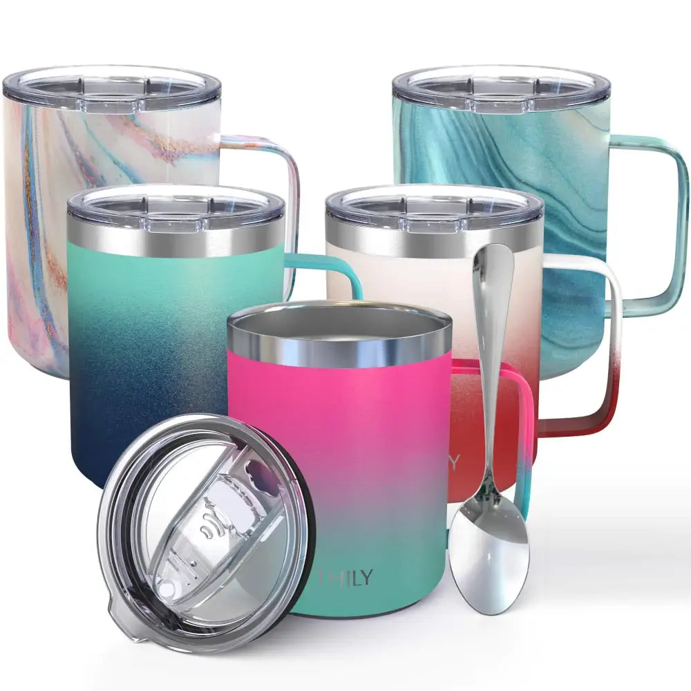 Stainless Steel Insulated Travel Mug 12 oz. - Pink & Green / 1 Count (Pack of 1)