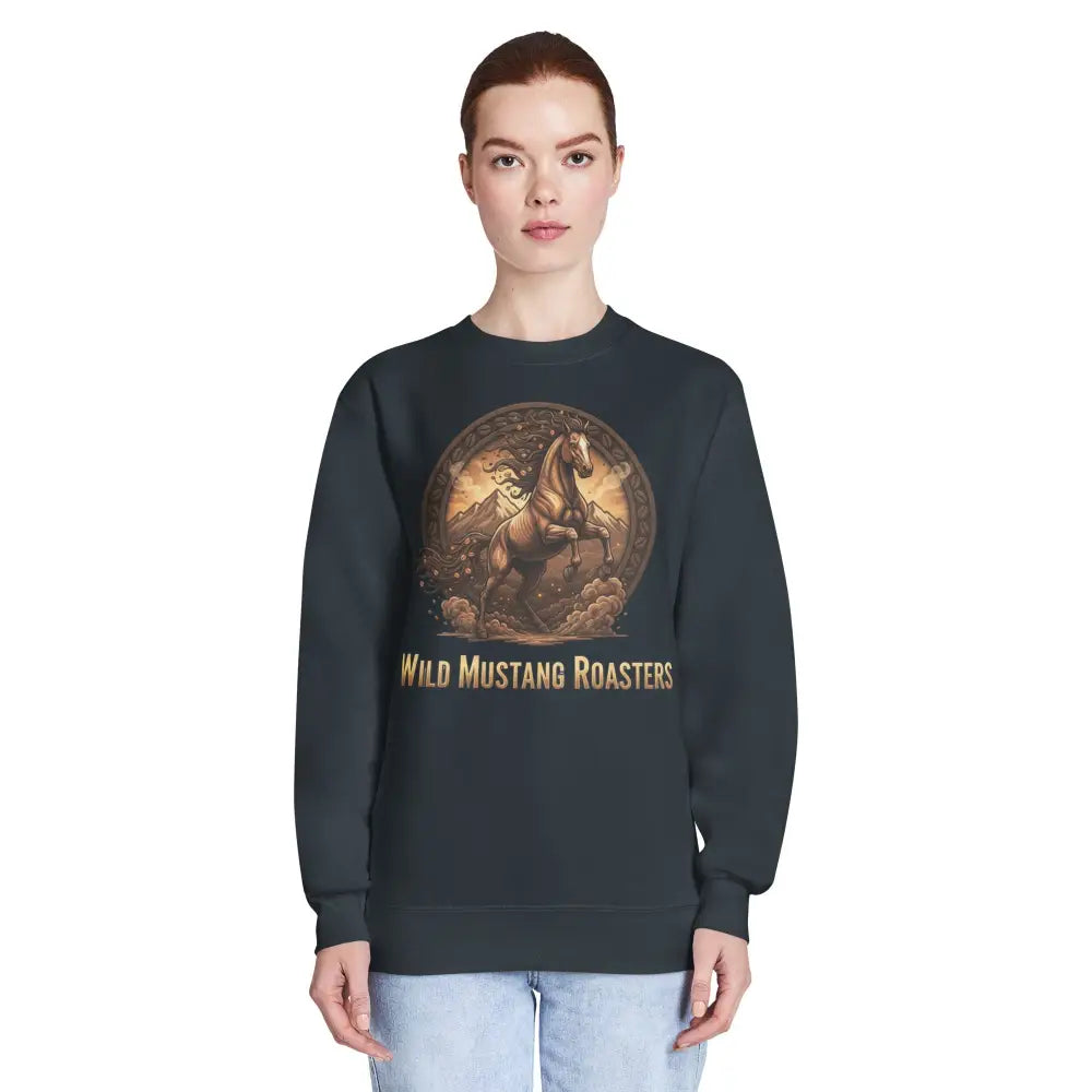 Wild Mustang Roasters Crew Neck Sweatshirt - Navy / S