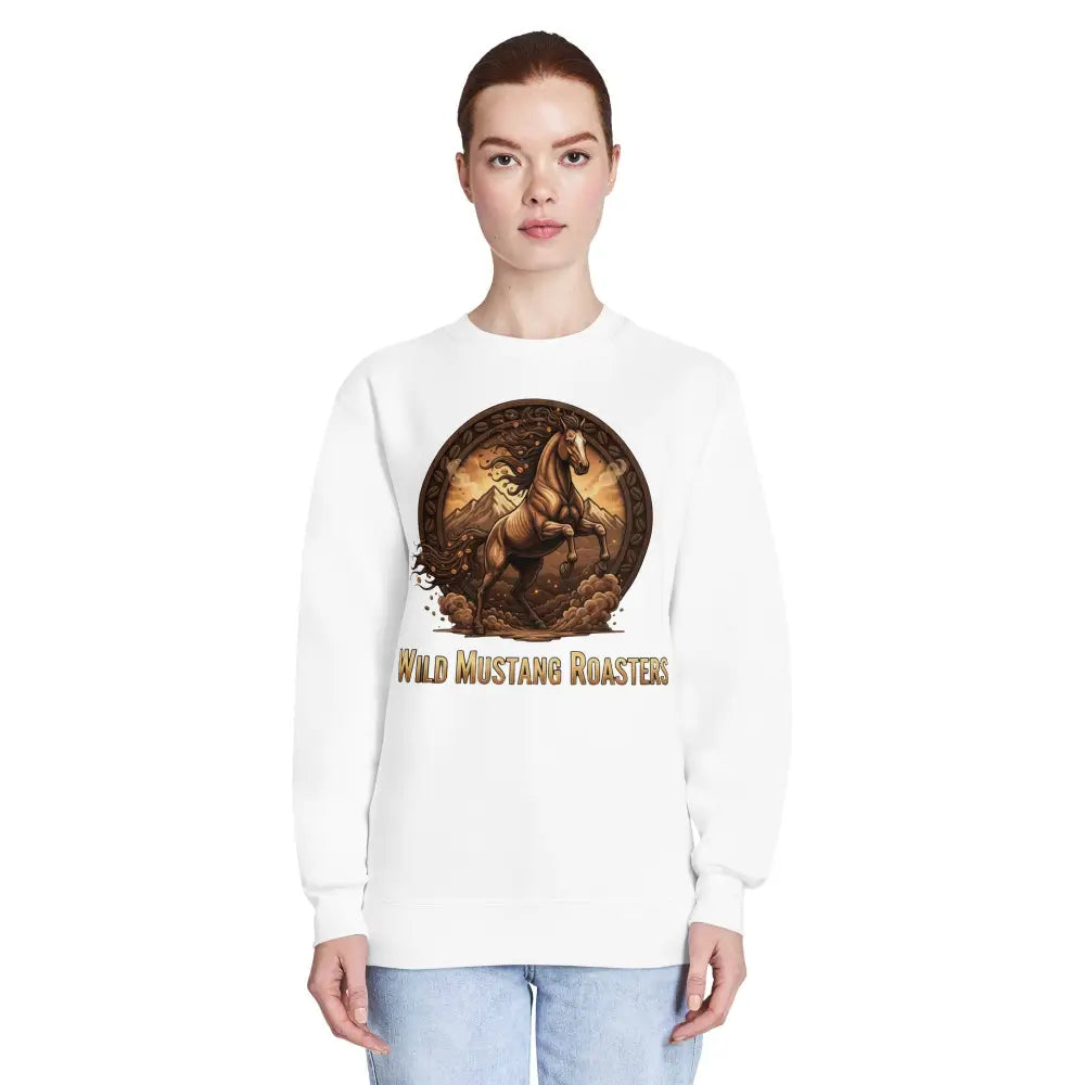 Wild Mustang Roasters Crew Neck Sweatshirt - White / S