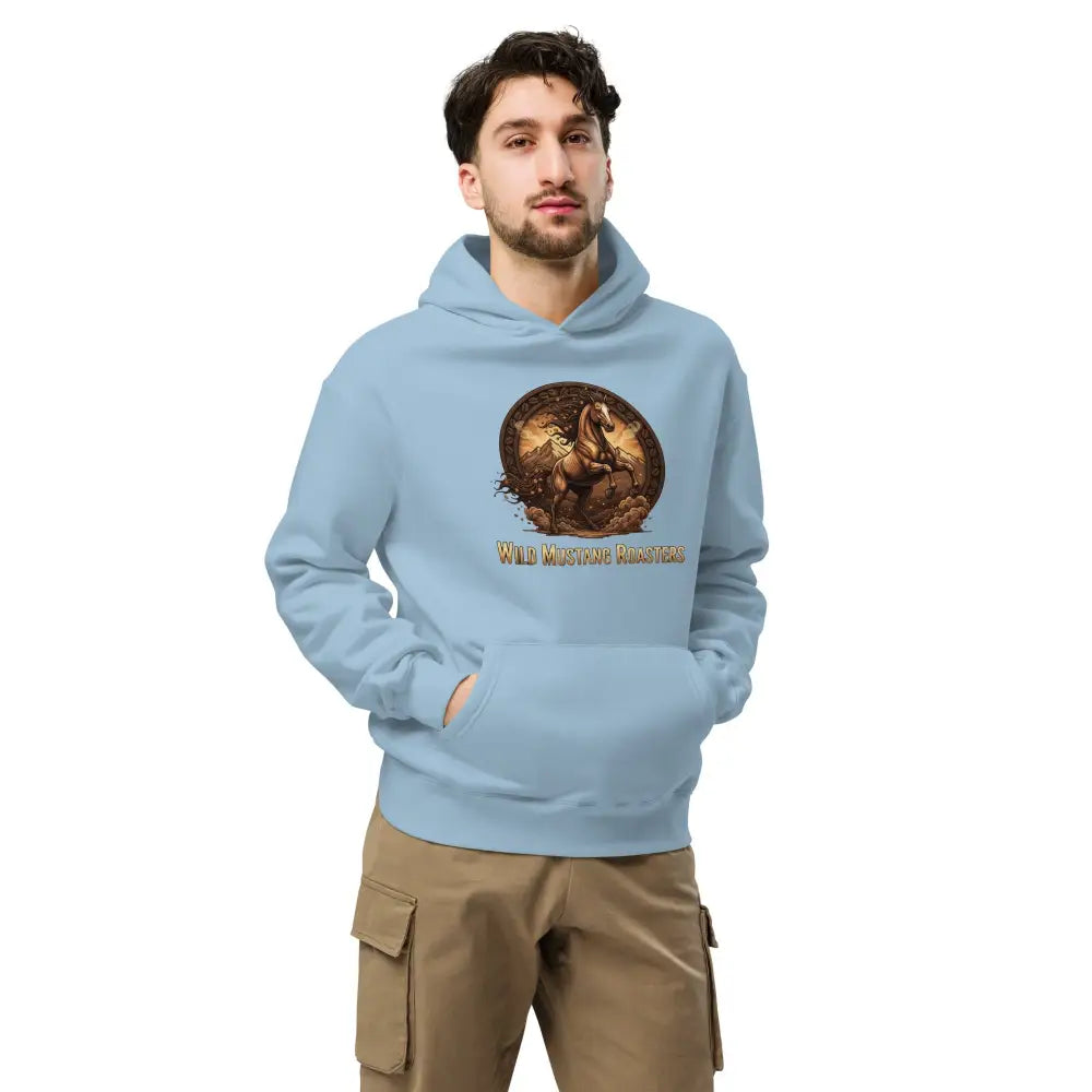 Wild Mustang Roasters Oversized Hoodie - Carolina Blue / S