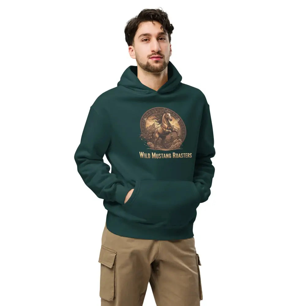 Wild Mustang Roasters Oversized Hoodie - Pine Green / S