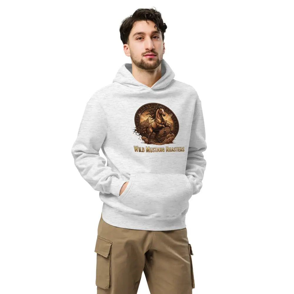 Wild Mustang Roasters Oversized Hoodie - White Heather / S